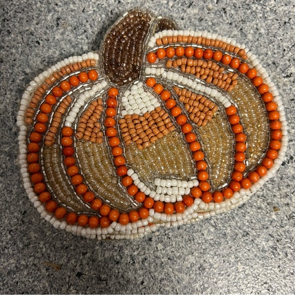 Nicole Miller Home Beaded Pumpkin Coasters - set of 4 - Picture 4 of 5